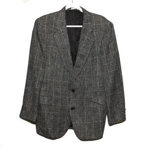 Vintage Hardy Amies Silk Blazer Size 41R Plaid Tweed